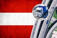 Vägtransportlastbil och Österrikes flagga